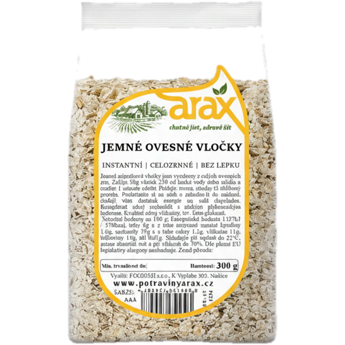 Arax Vločky ovesné bezlepkové jemné, celozrnné