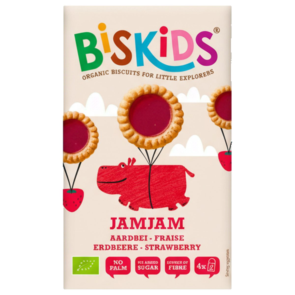 Biskids BIO dětské koláčky s jahodovým džemem 36m+ 100 g