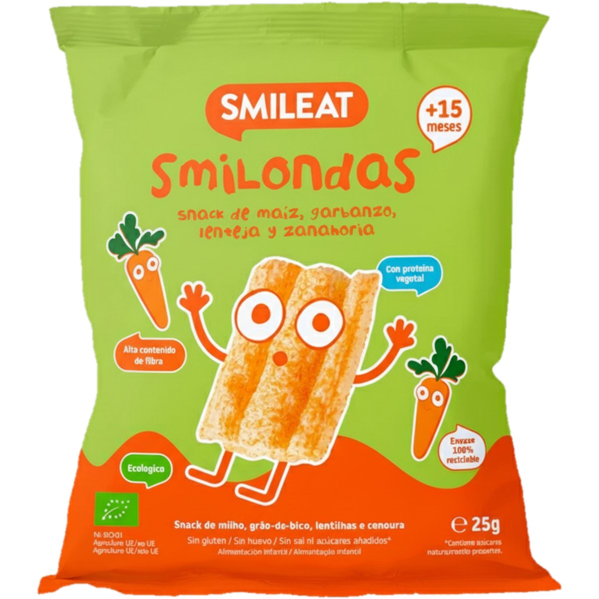 Smileat BIO Kukuřičné křupky cizrna, čočka, mrkev s olivovým olejem a vitamínem B1