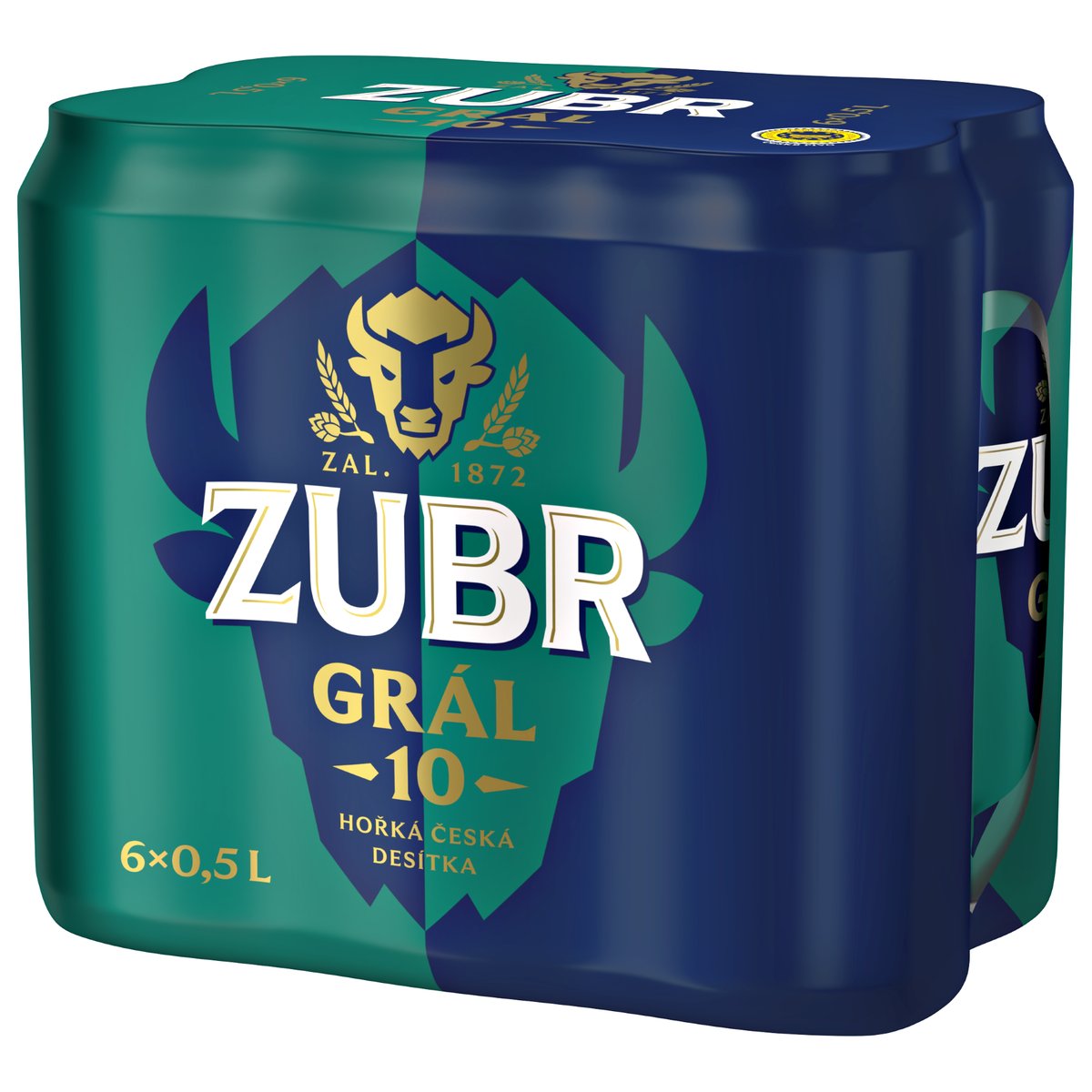 Zubr Grál 10 výčepní pivo plech (6×0,5 l)