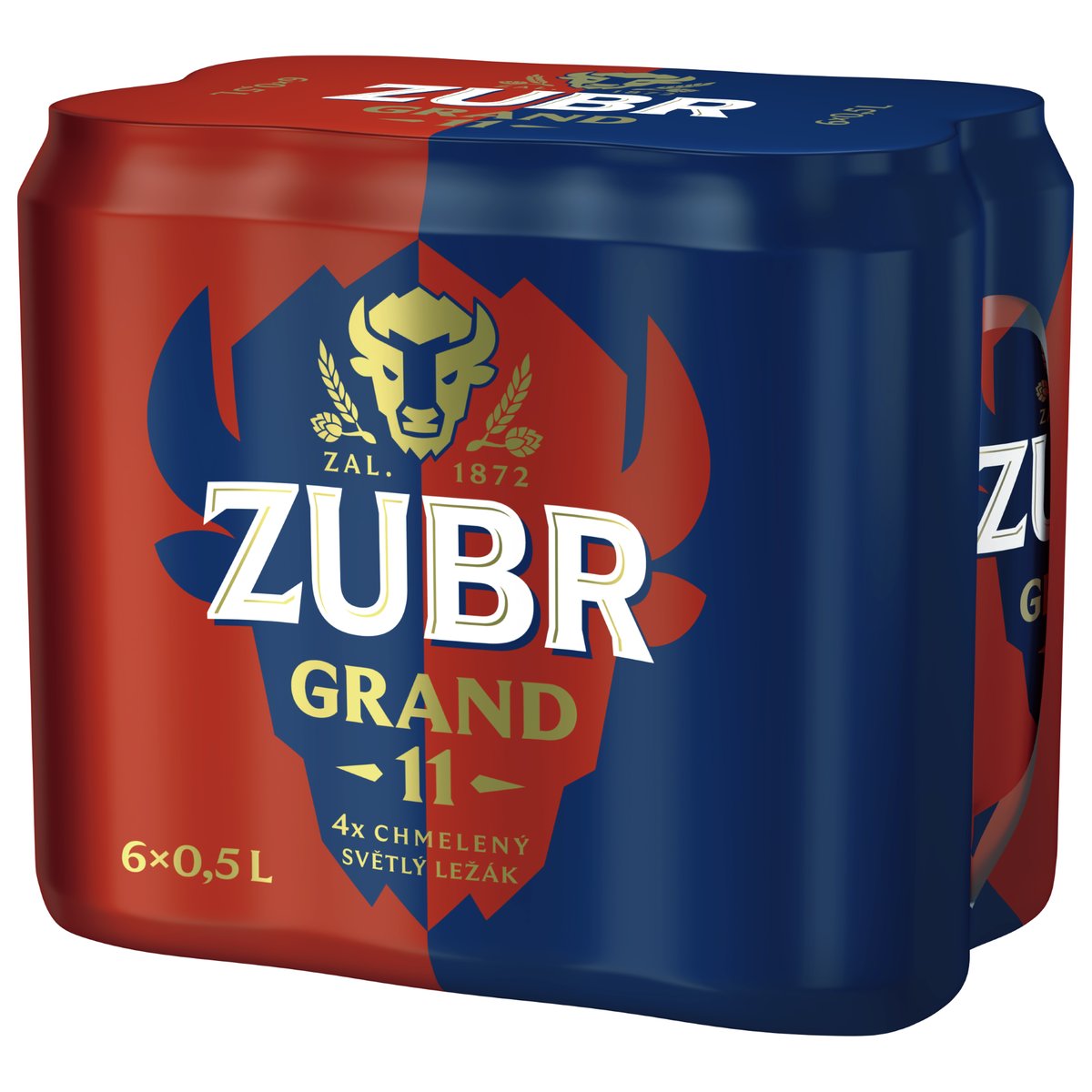 Zubr Grand 11 Světlý ležák plech (6×0,5 l)