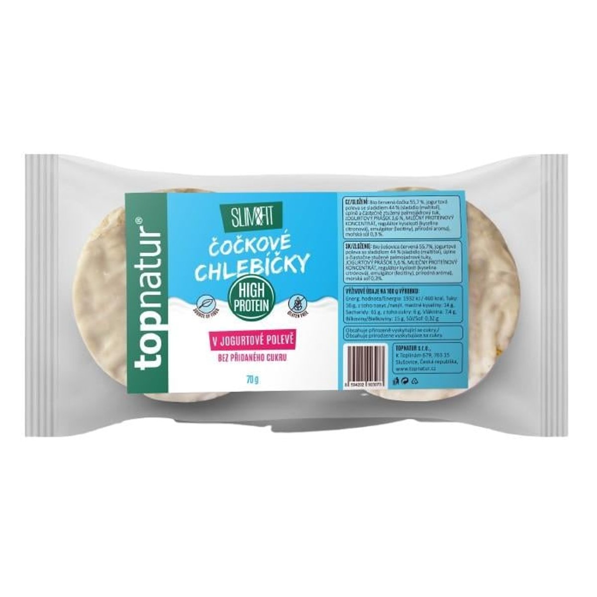 Topnatur Slim & Fit Čočkové chlebíčky v nízkosacharidové jogurtové polevě