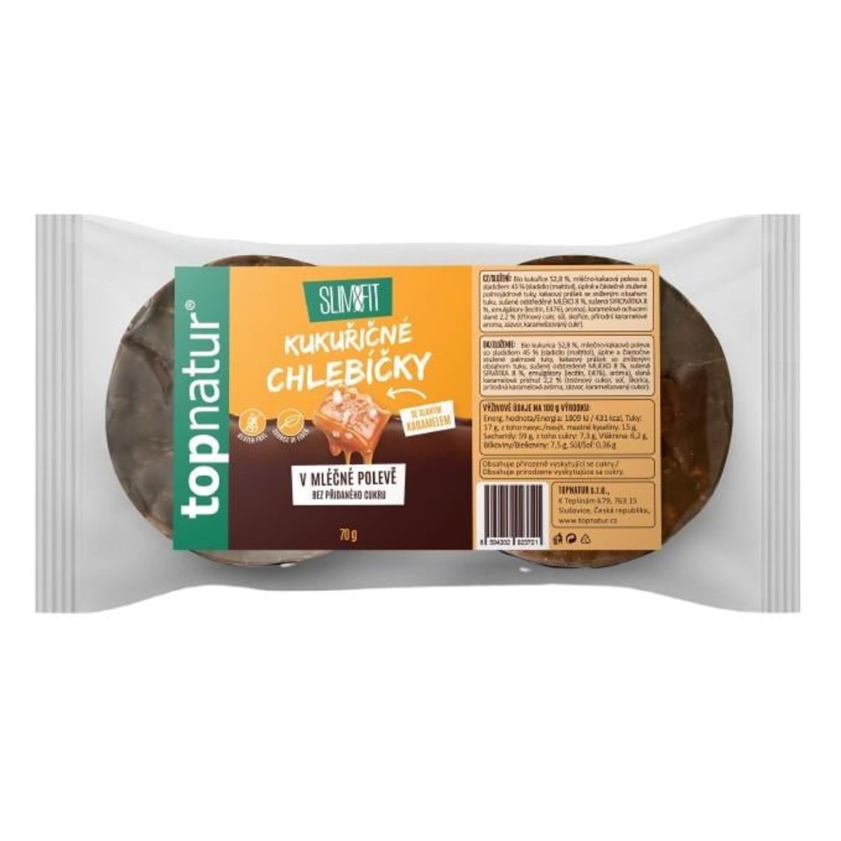 Topnatur Slim & Fit Kukuřičné chlebíčky se slaným karamelem v mléčné polevě