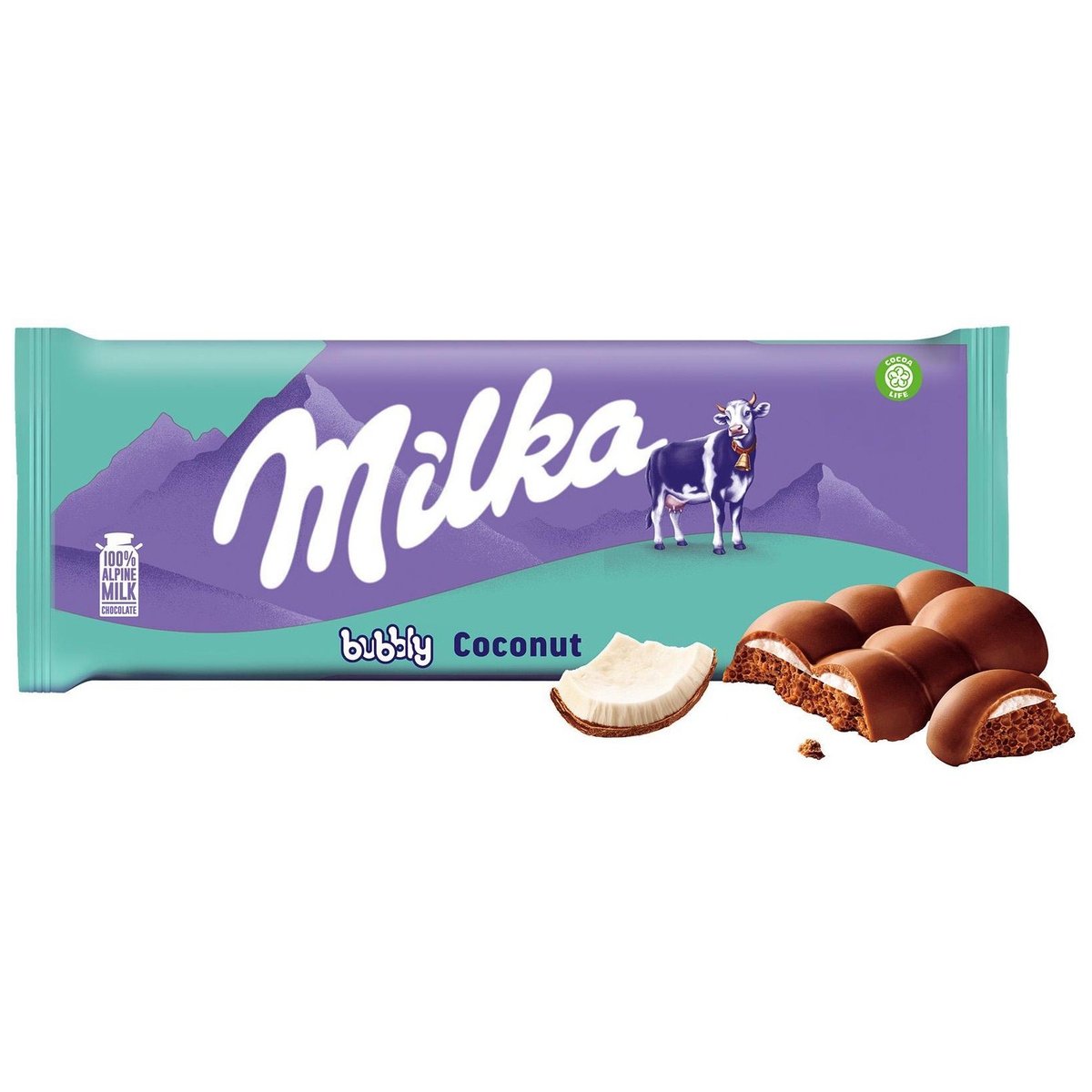Milka Čokoláda Bubbly mléčná s kokosem a s bublinkami