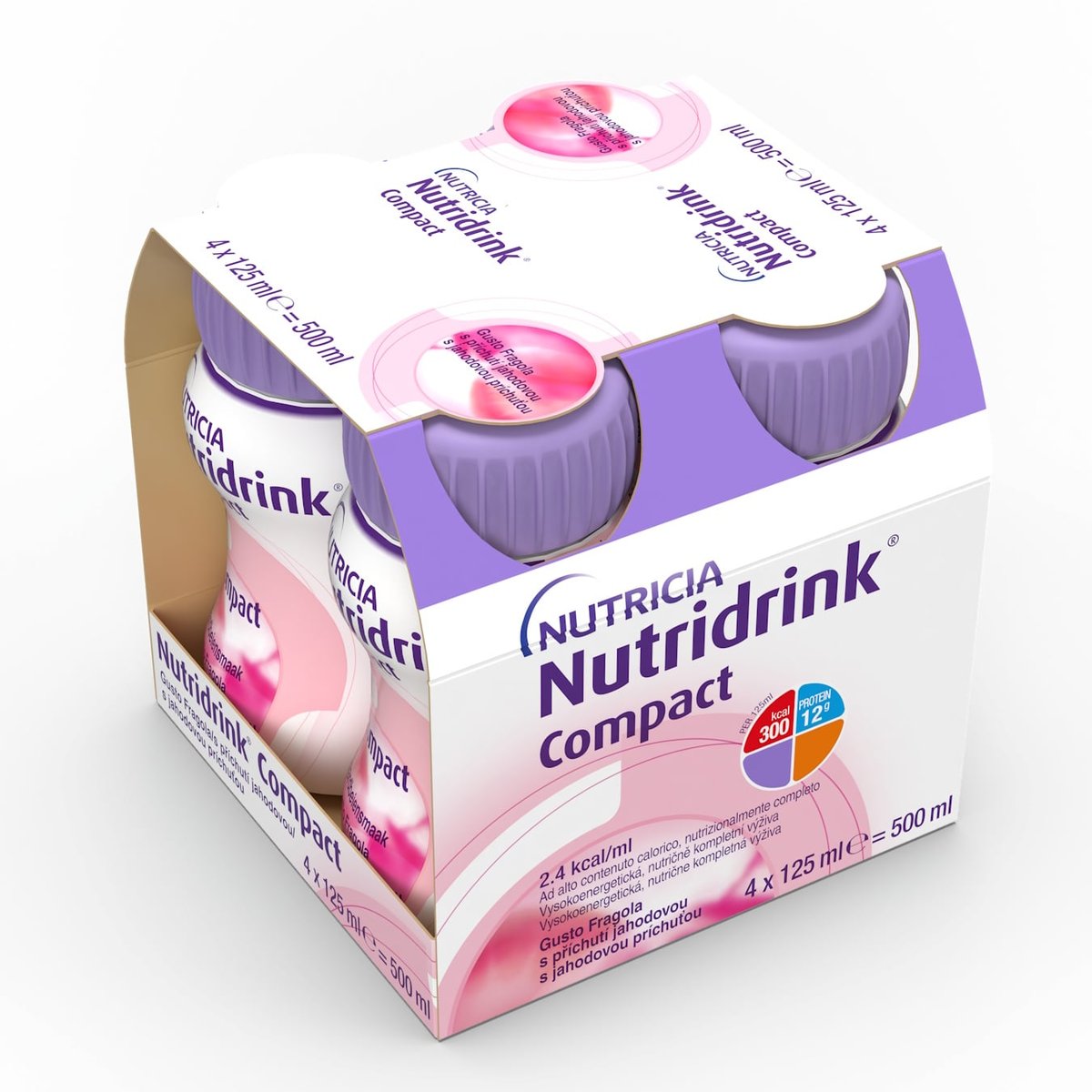 Levně NUTRIDRINK COMPACT S PŘÍCHUTÍ JAHODOVOU perorální roztok 4X125ML
