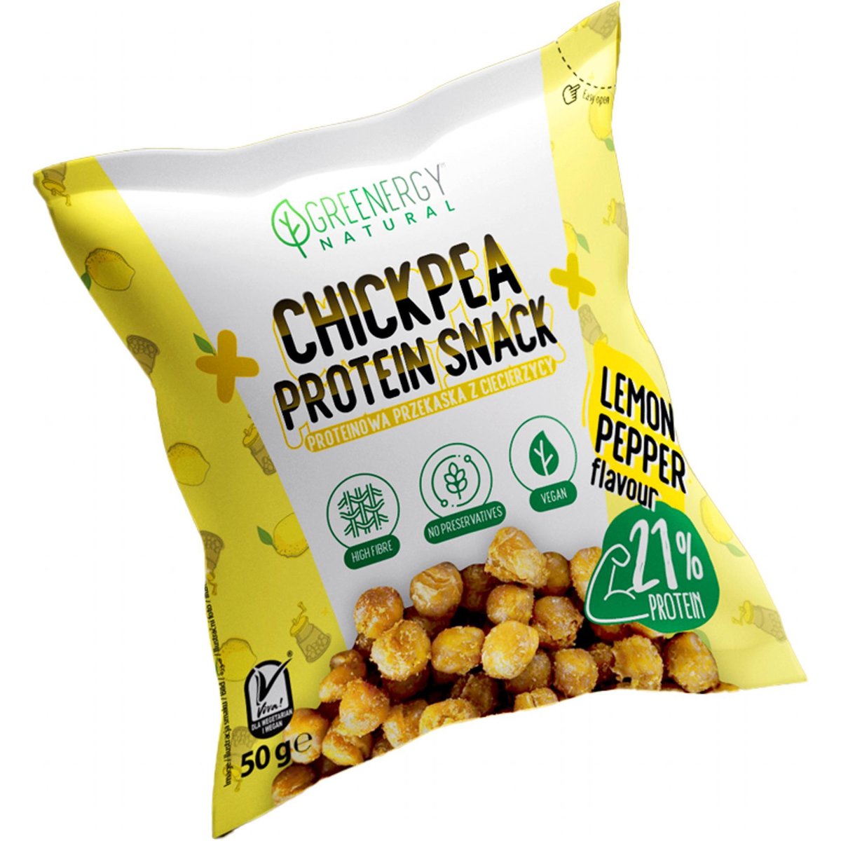 Greenergy Proteinový cizrnový snack s příchutí citronu a pepře