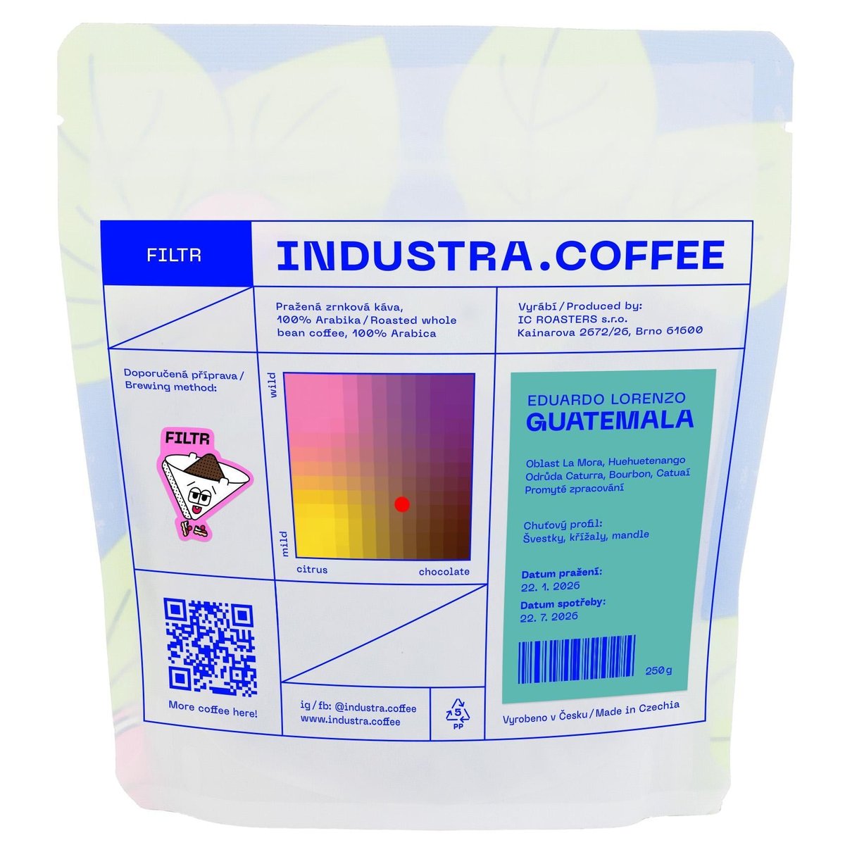 Industra.Coffee Guatemala Eduardo Lorenzo filtr zrnková káva