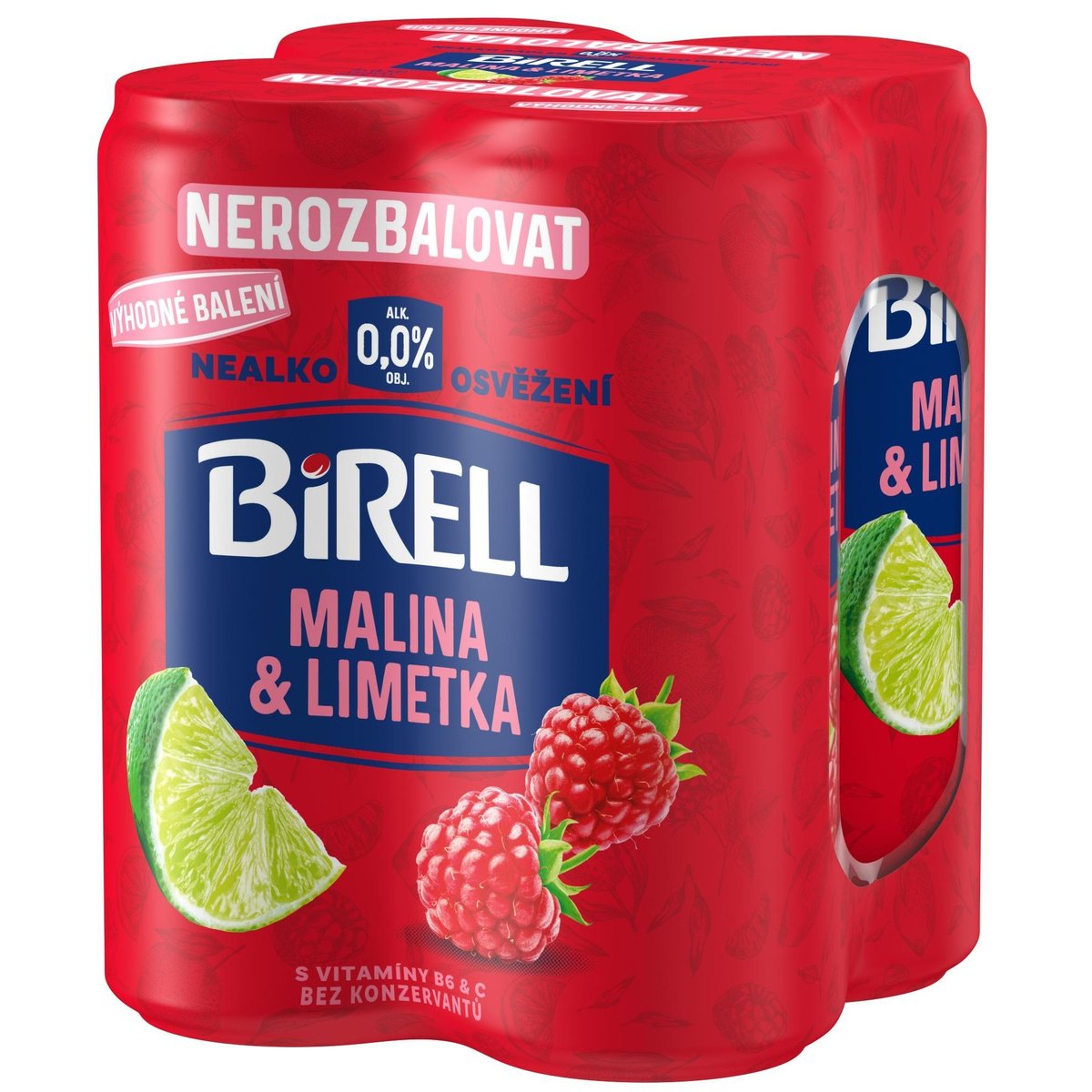 Birell 0. 0 Malina & Limetka nealkoholické pivo 4×0,33 l plech