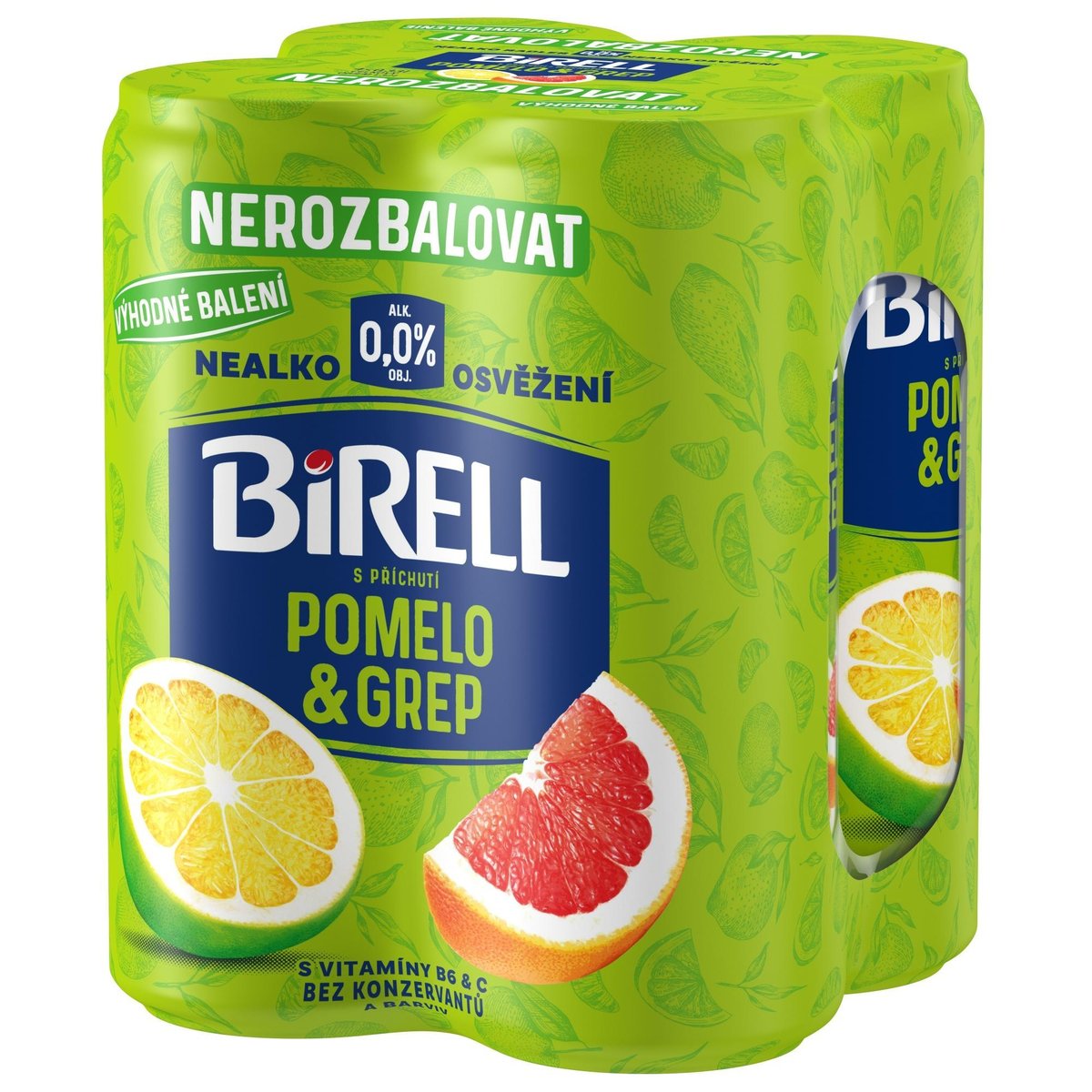 Birell 0. 0 Pomelo & grep nealkoholické pivo 4×0,33 l plech