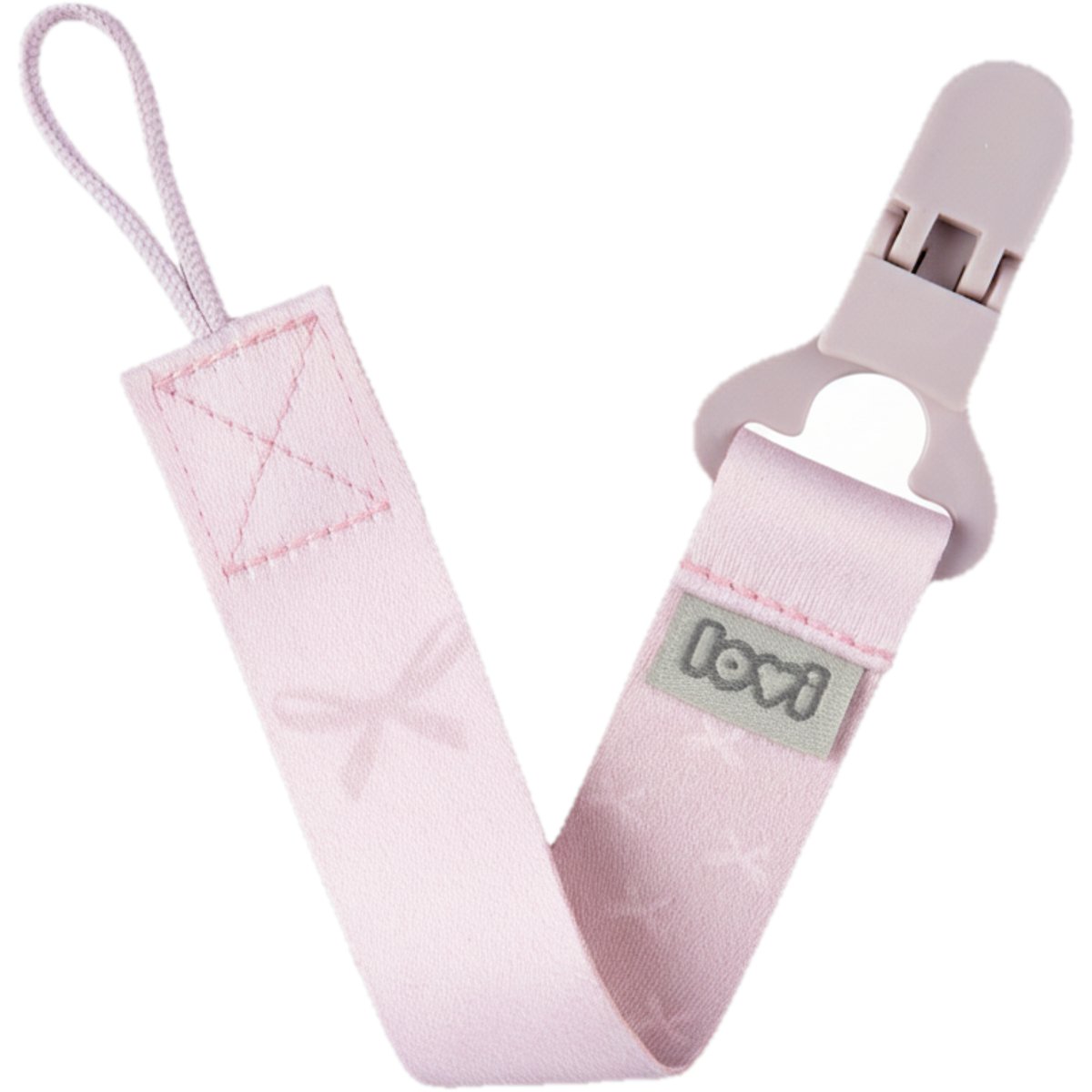 LOVI Baby Shower stužka na dudlík s klipem, růžová