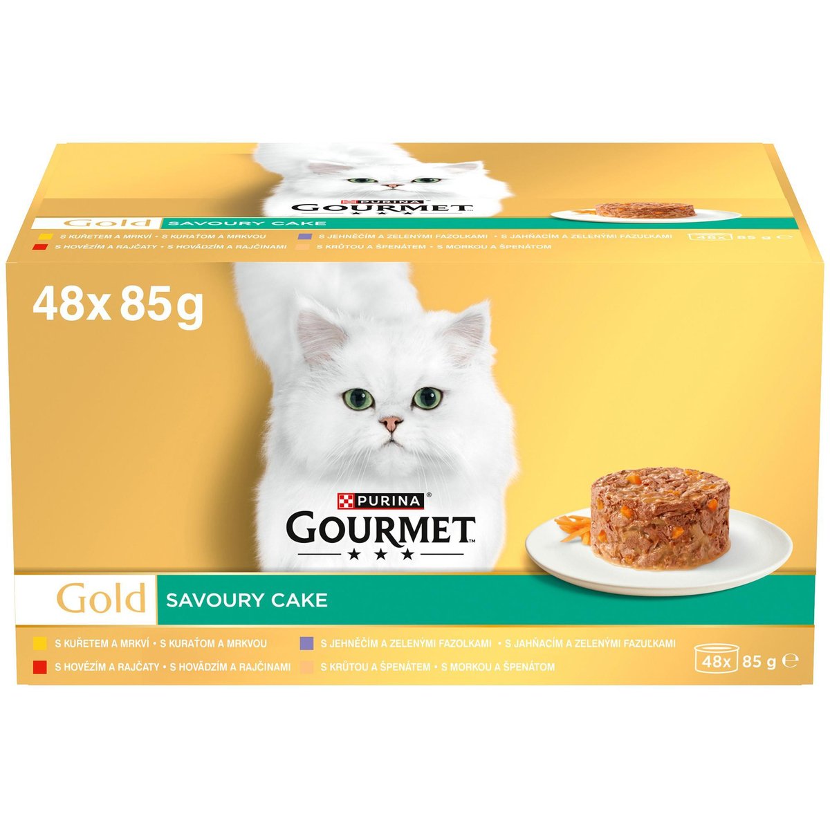 Gourmet Gold Savoury Cake konzervy pro kočky kuře, hovězí, jehněčí, krůta 48×85 g