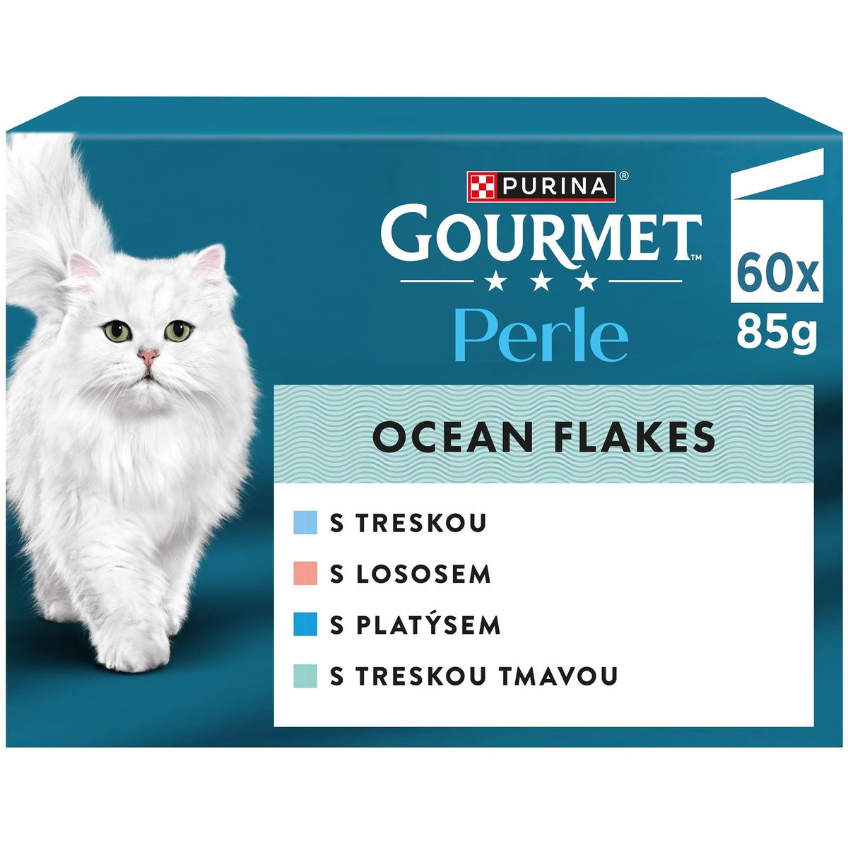 Gourmet Perle kapsičky pro kočky losos, treska, platýs, treska tmavá 60×85 g