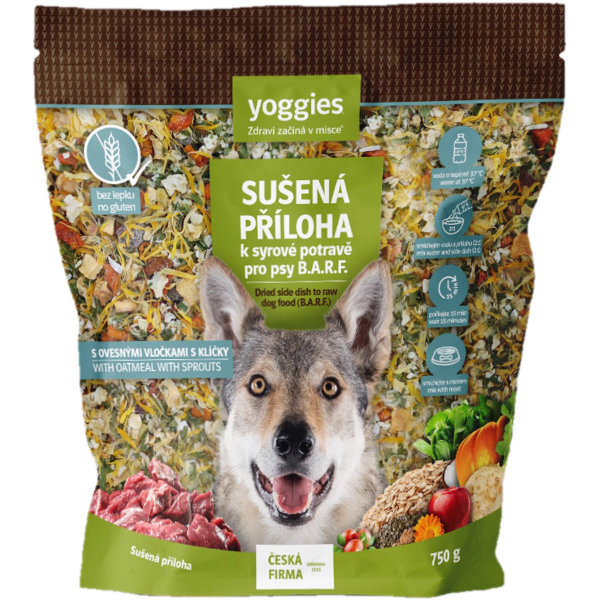 Yoggies B.A.R.F. Sušená příloha k syrové potravě pro psy s ovesnými vločkami