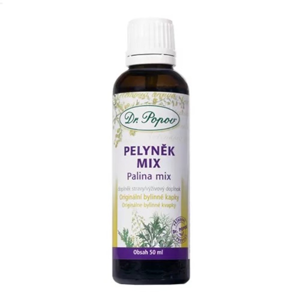 Pelyněk mix, originální bylinné kapky, 50 ml Dr. Popov