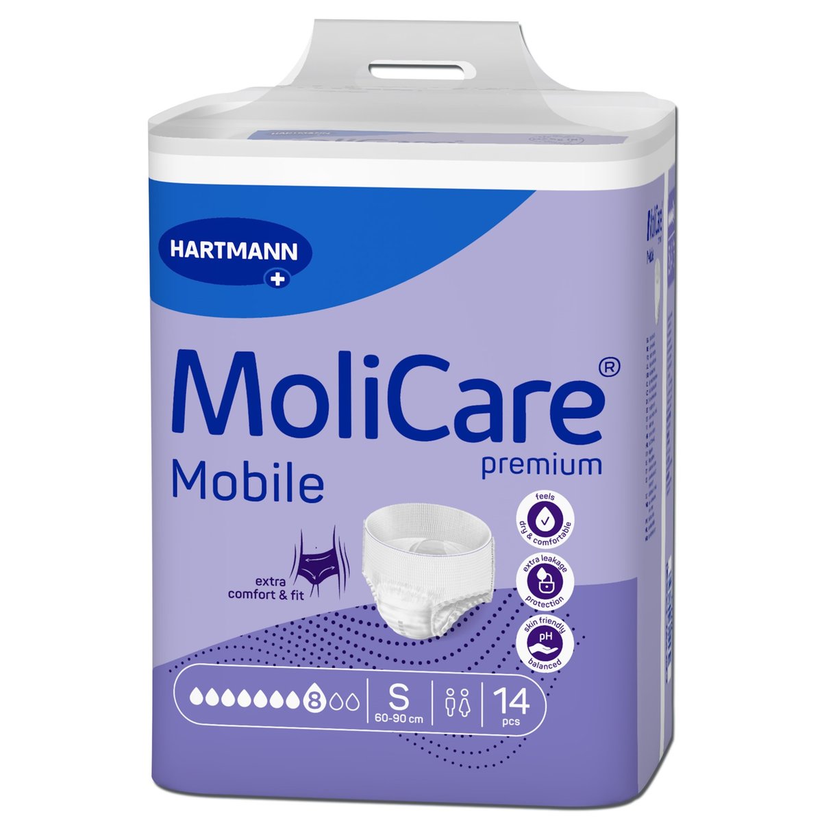 Levně KALHOTKY NAVLÉKACÍ MOLICARE MOBILE 8 KAPEK S BOKY 60-90CM,1740ML,14KS
