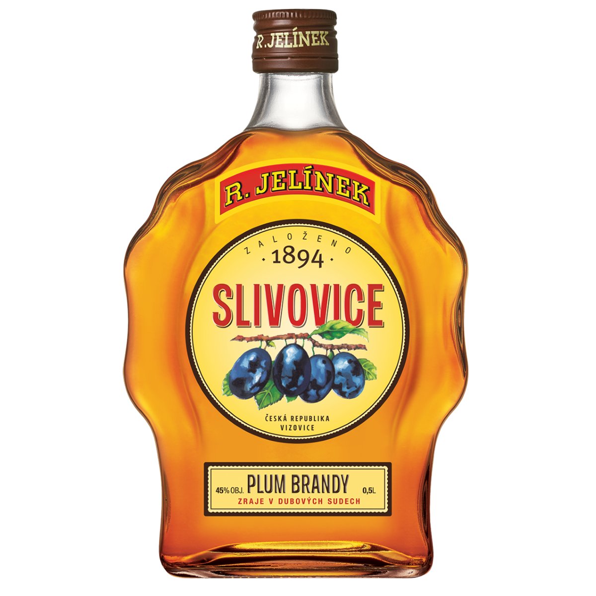 R. JELÍNEK Slivovice Zlatá 45% obj. Budík