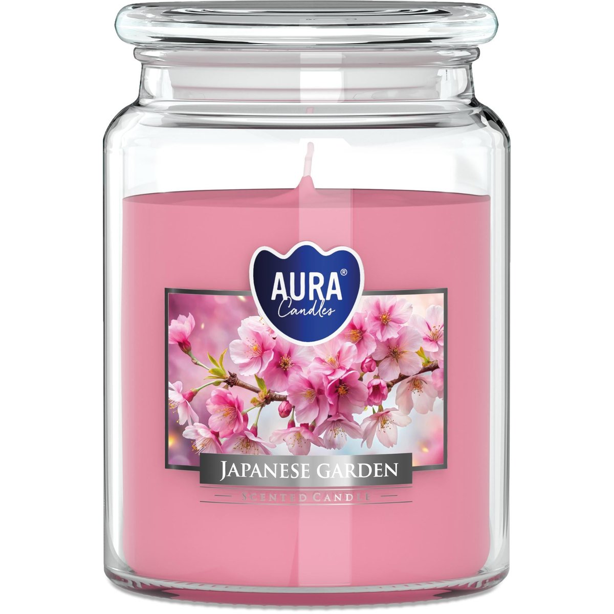 Aura Candles Japonská zahrada velká vonná svíčka ve skle s víčkem