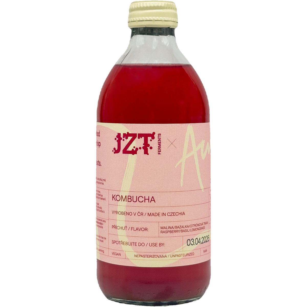 JZT Ferments Kombucha x Aura Malina, bazalka a citronová tráva