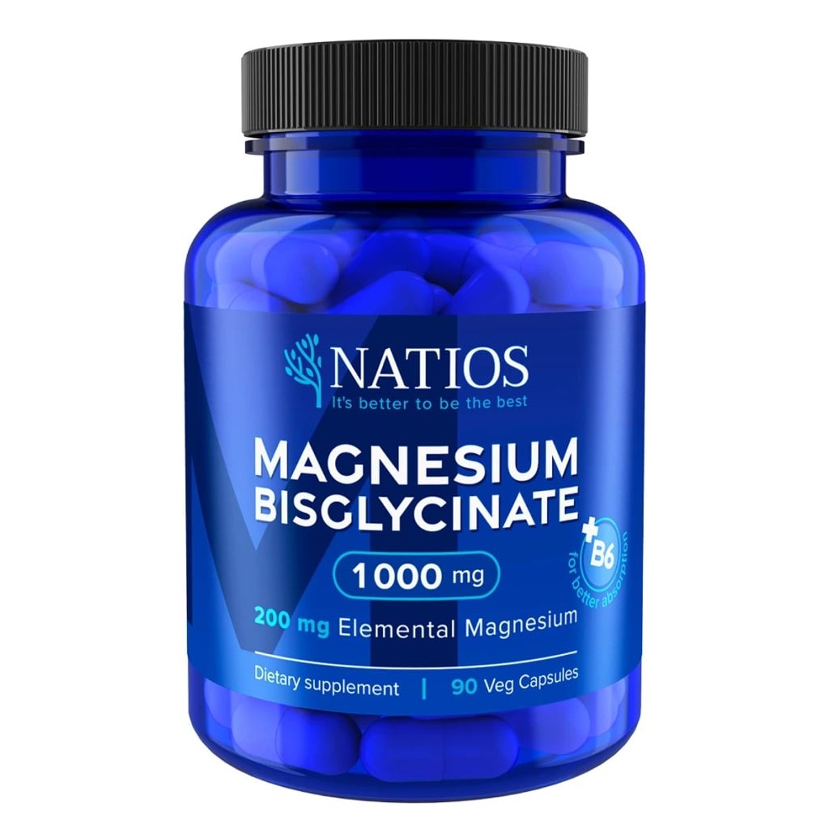 NATIOS Magnesium Bisglycinate 1000mg +B6 cps.90