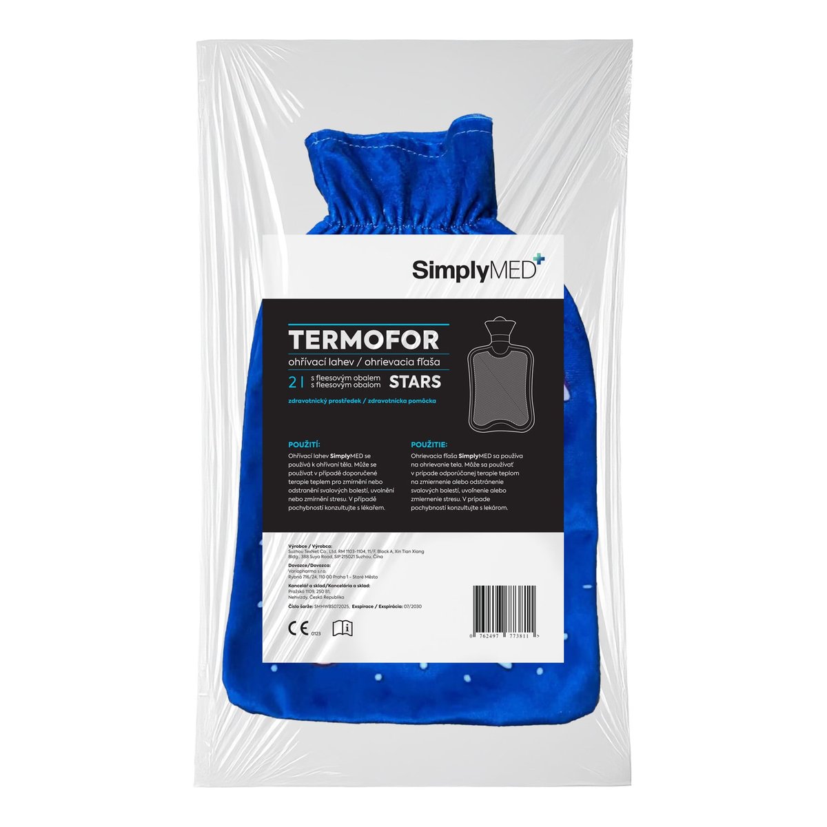 SimplyMed Termofor s fleesovým obalem Stars 2L