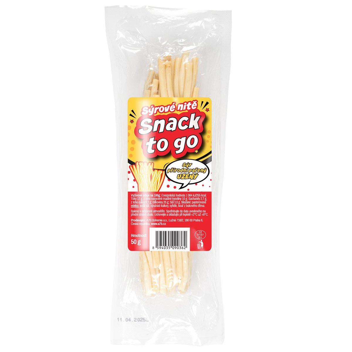 Snack to Go Sýrové nítě uzené