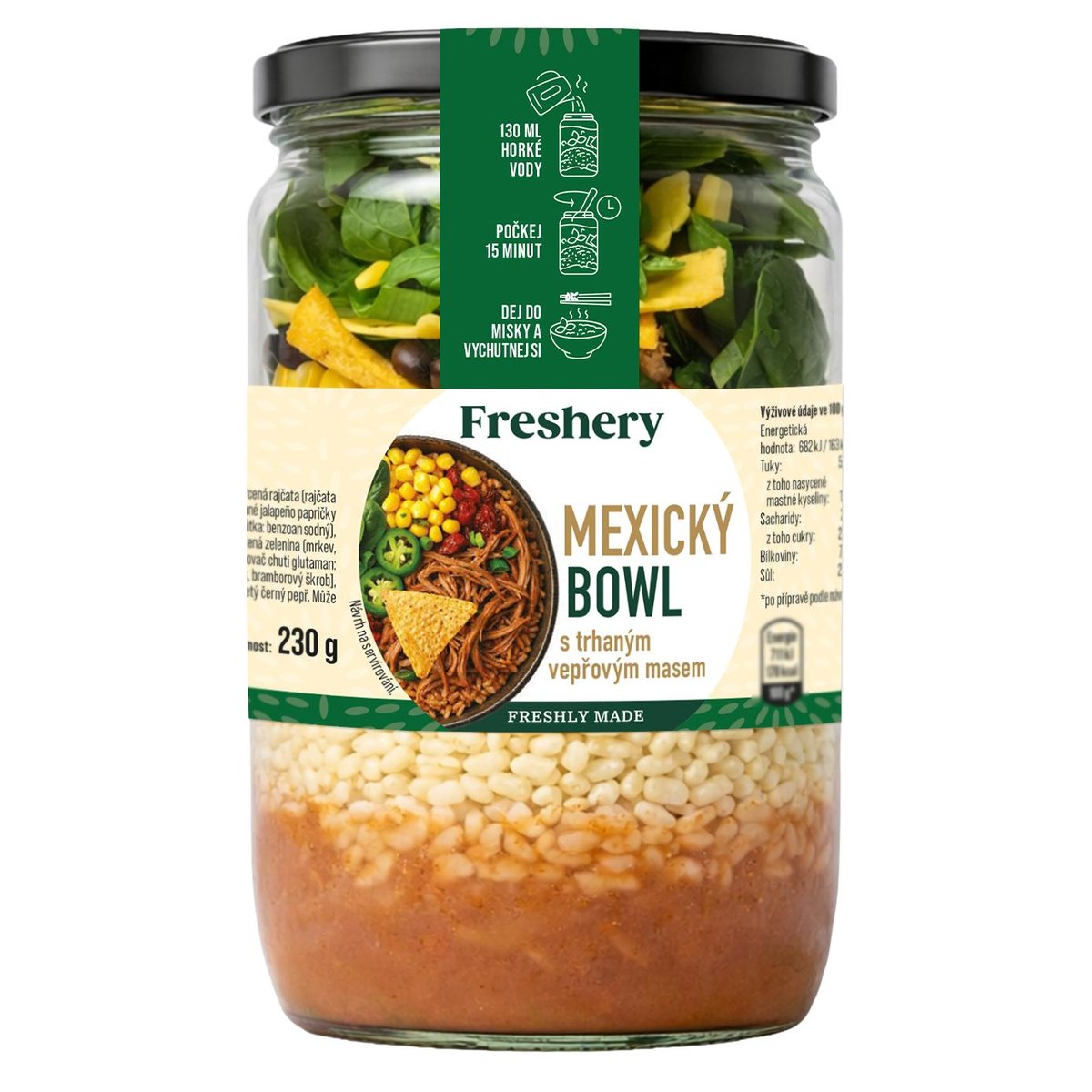 Freshery Mexický bowl s trhaným vepřovým masem (směs na přípravu pokrmu)