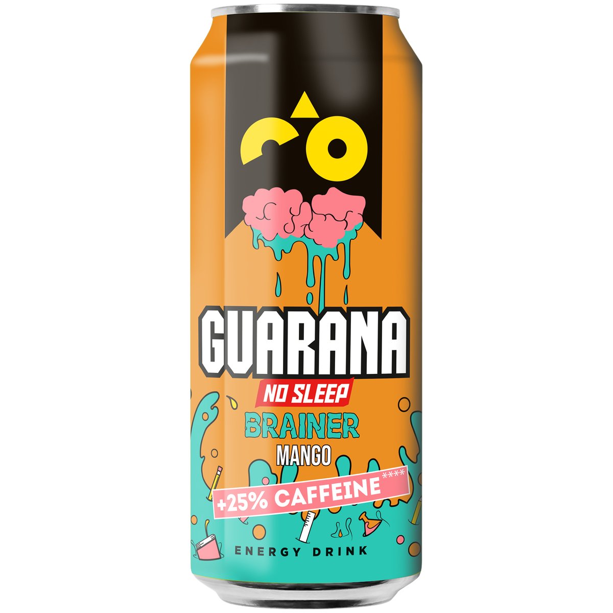 Guarana Mango brainer energetický nápoj plech