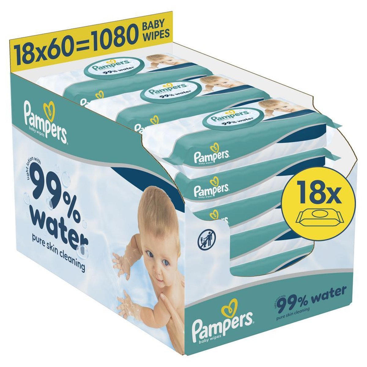 Pampers 99 % vody dětské čisticí ubrousky 18×60 ks