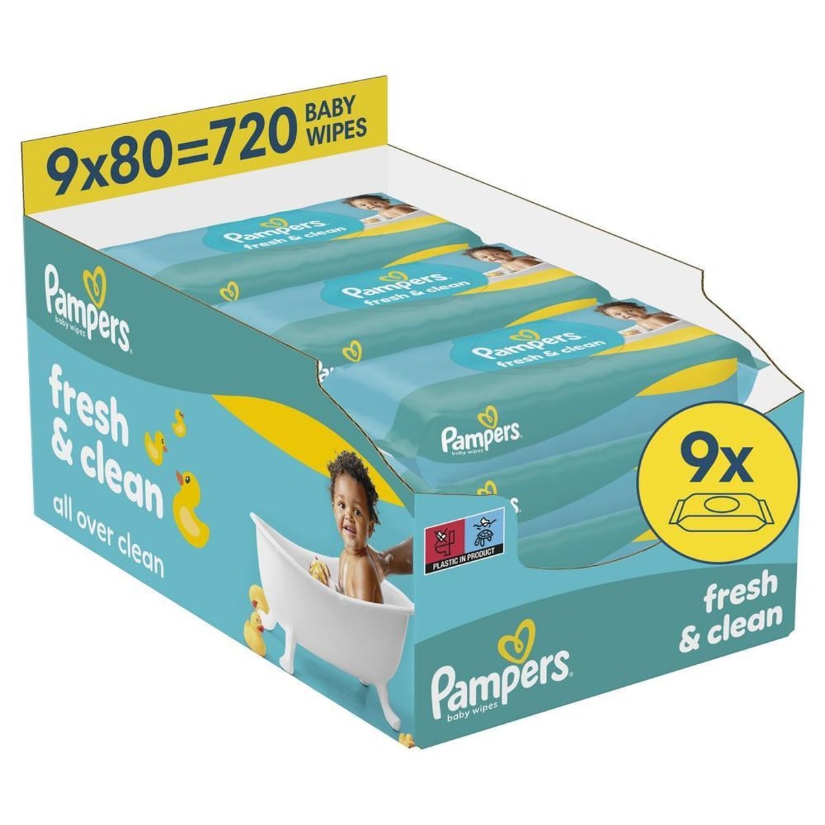 Pampers Fresh Clean dětské čisticí ubrousky 9×80 ks