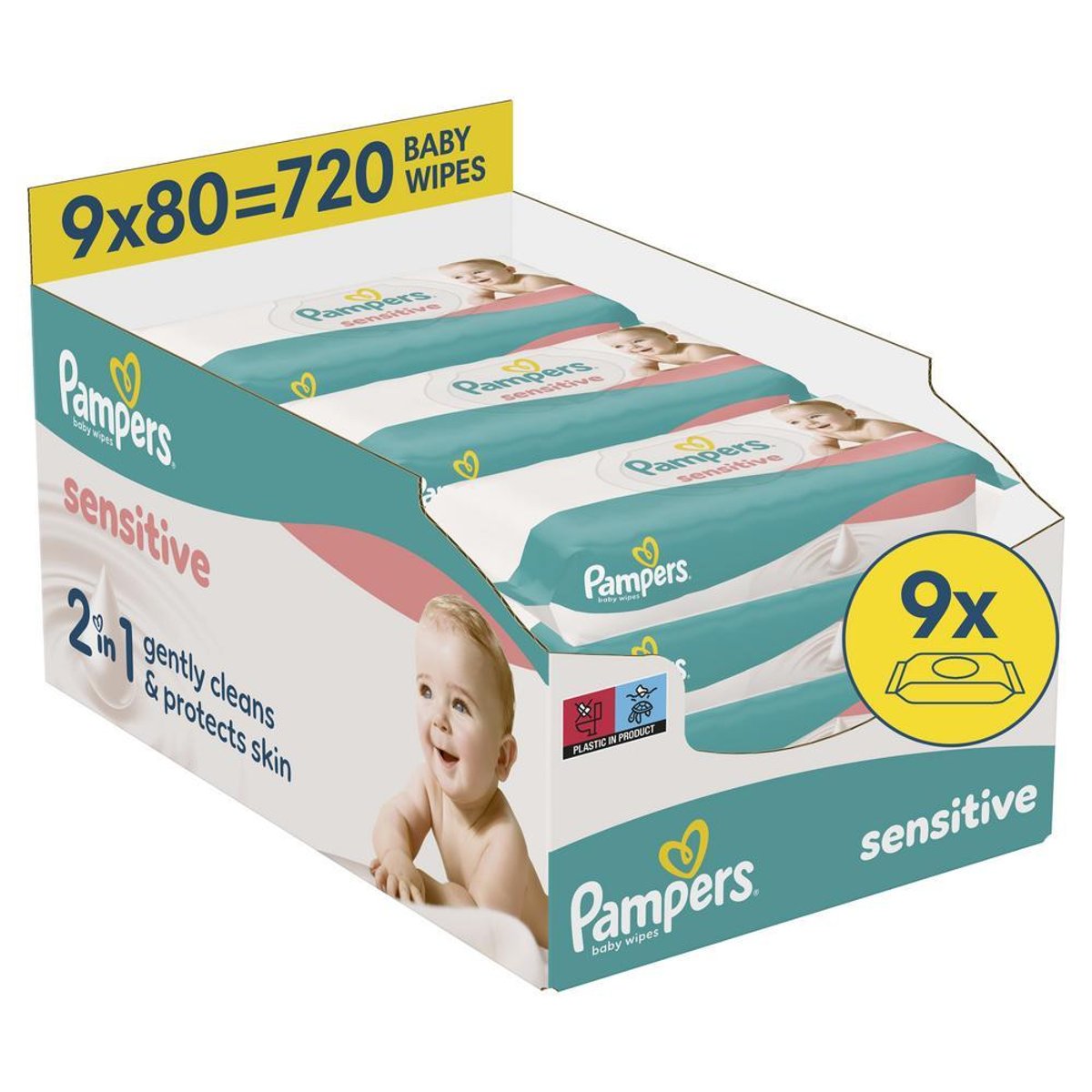 Pampers Sensitive Baby dětské čisticí ubrousky 9×80 ks