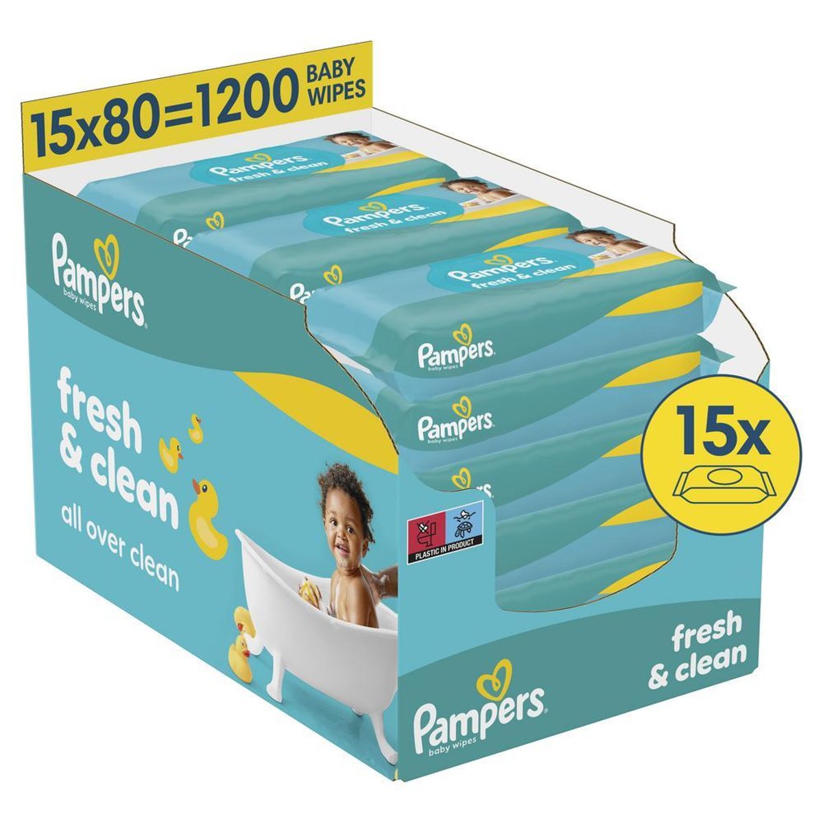 Pampers Fresh Clean dětské čisticí ubrousky 15×80 ks