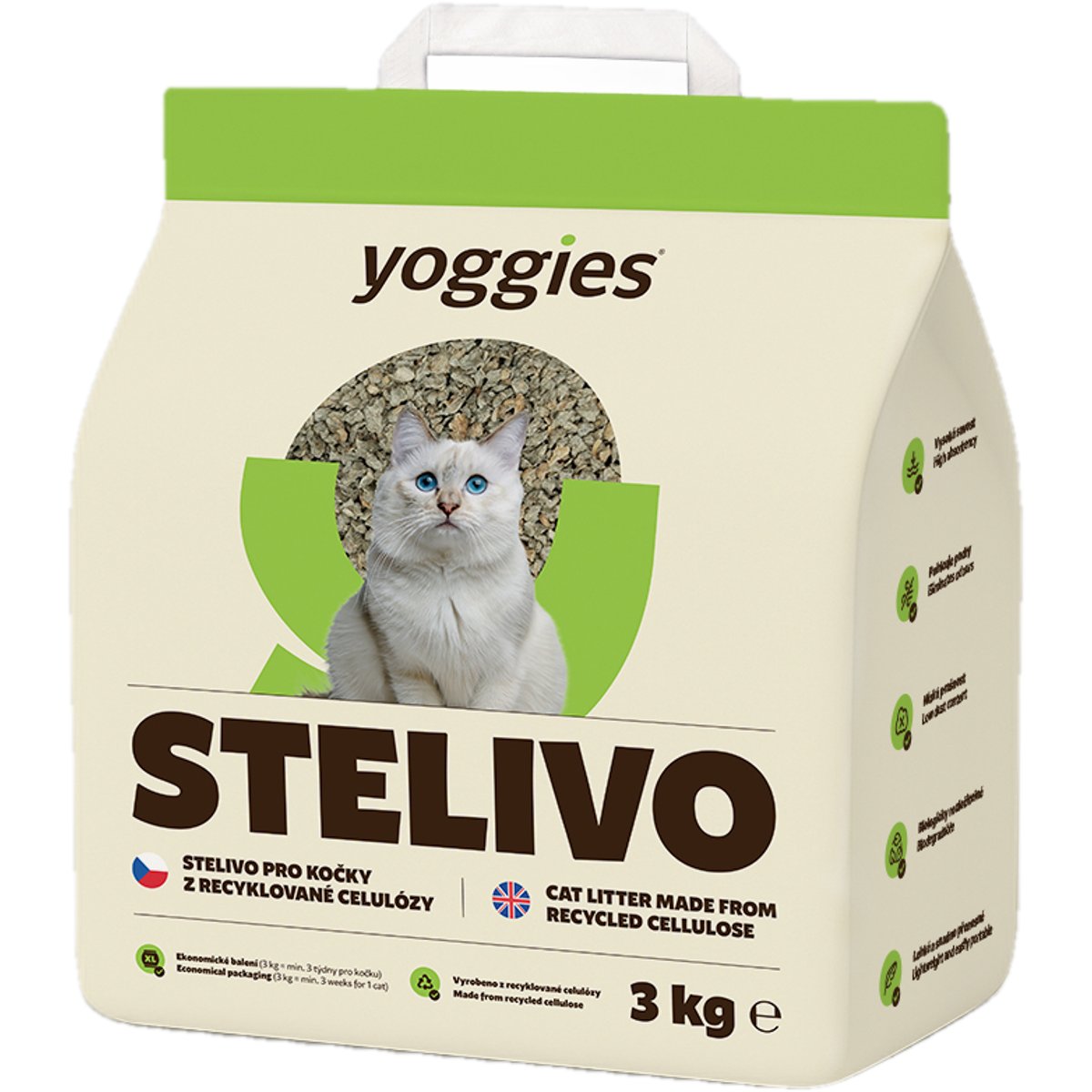 Yoggies Ekologické stelivo pro kočky, 100% recyklované