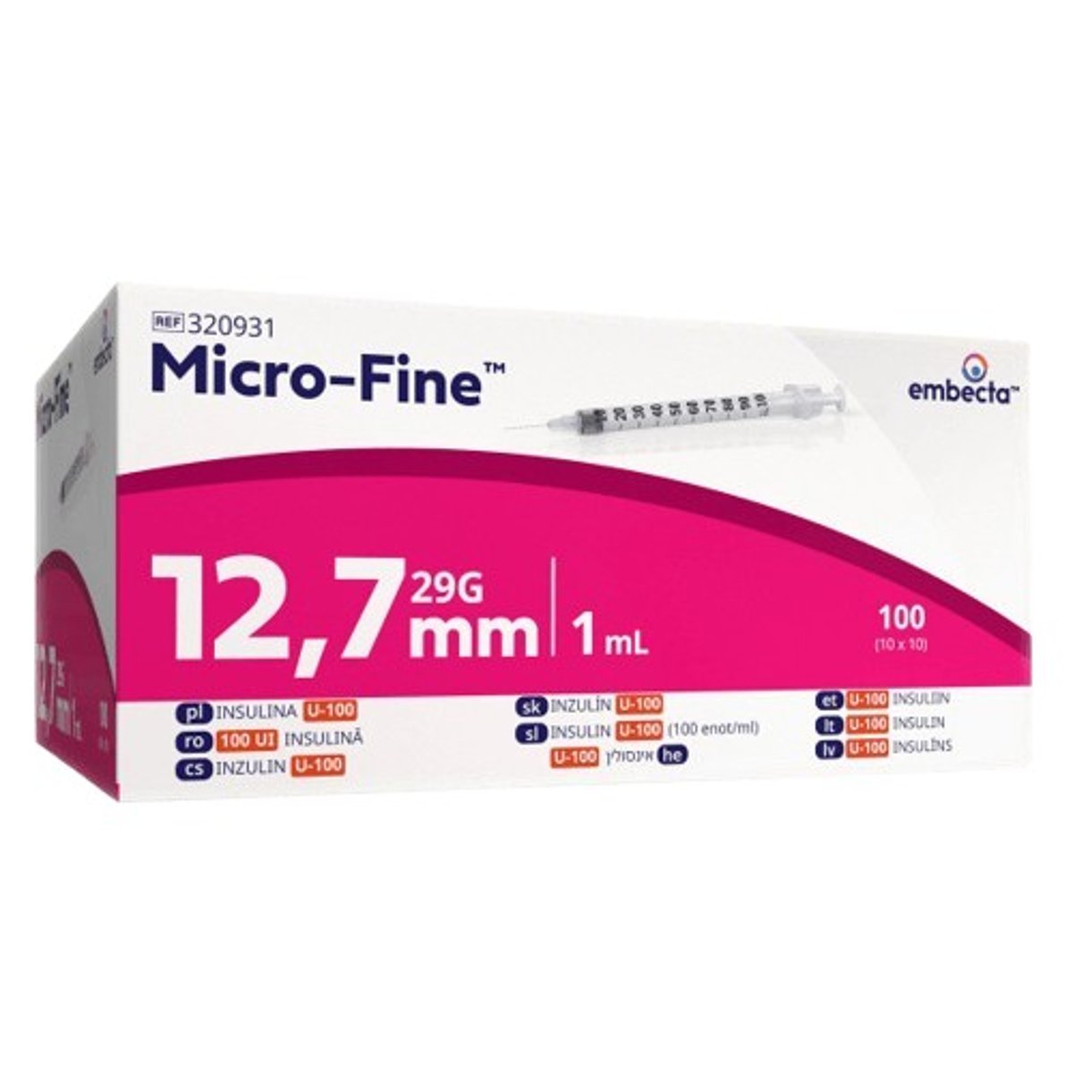 Levně Embecta Micro-Fine U-100 inz.střík.12.7mm 1ml100ks