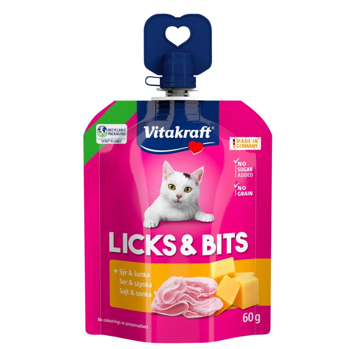 Vitakraft Licks & Bits Sýrovo–šunková kapsička pro kočky