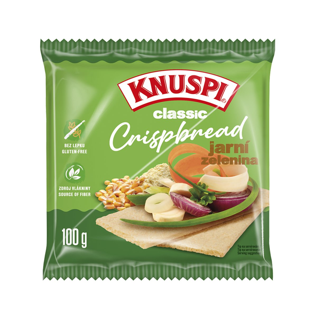 Knuspi Crispbread jarní zelenina křehký plátek