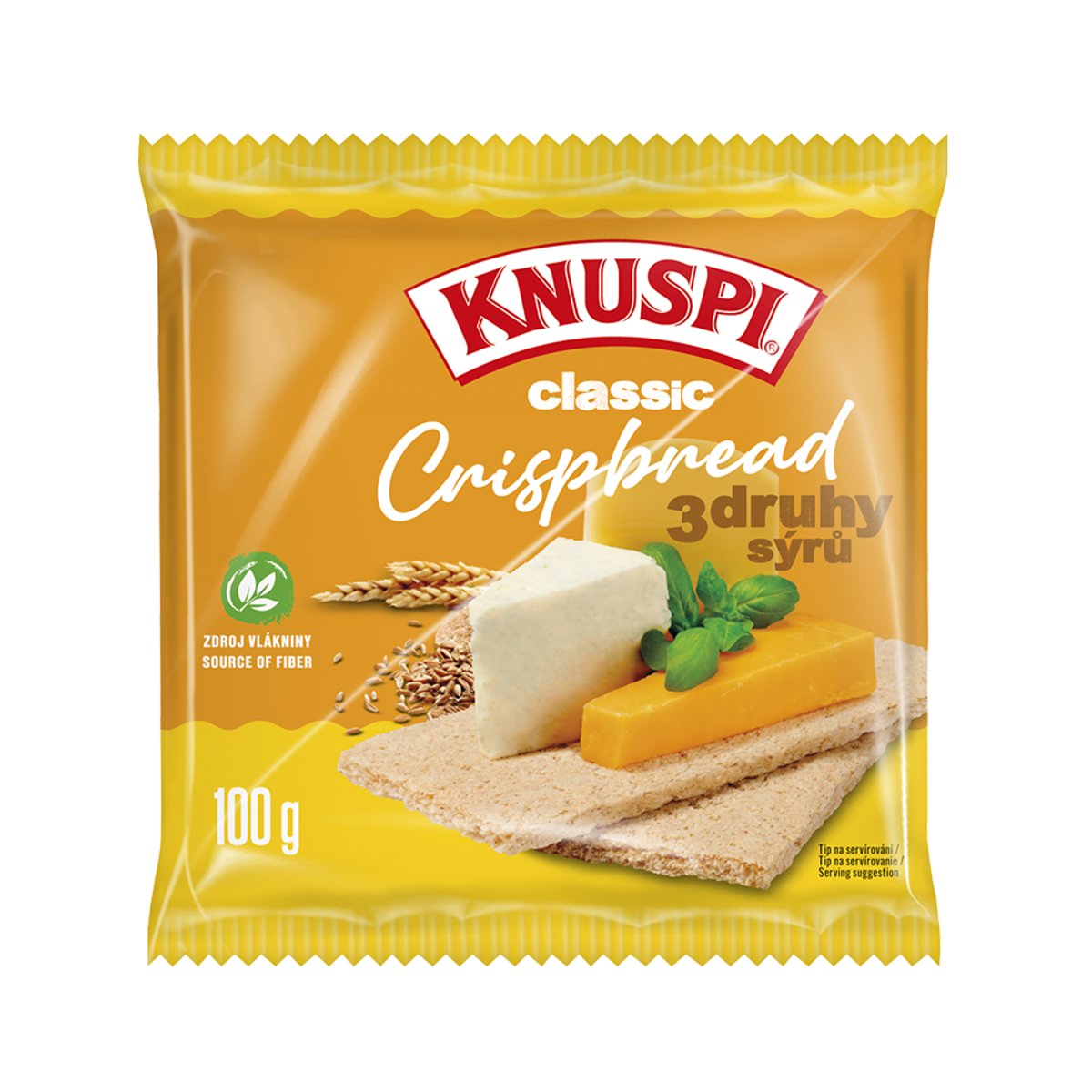 Knuspi Crispbread 3 druhy sýrů křehký plátek
