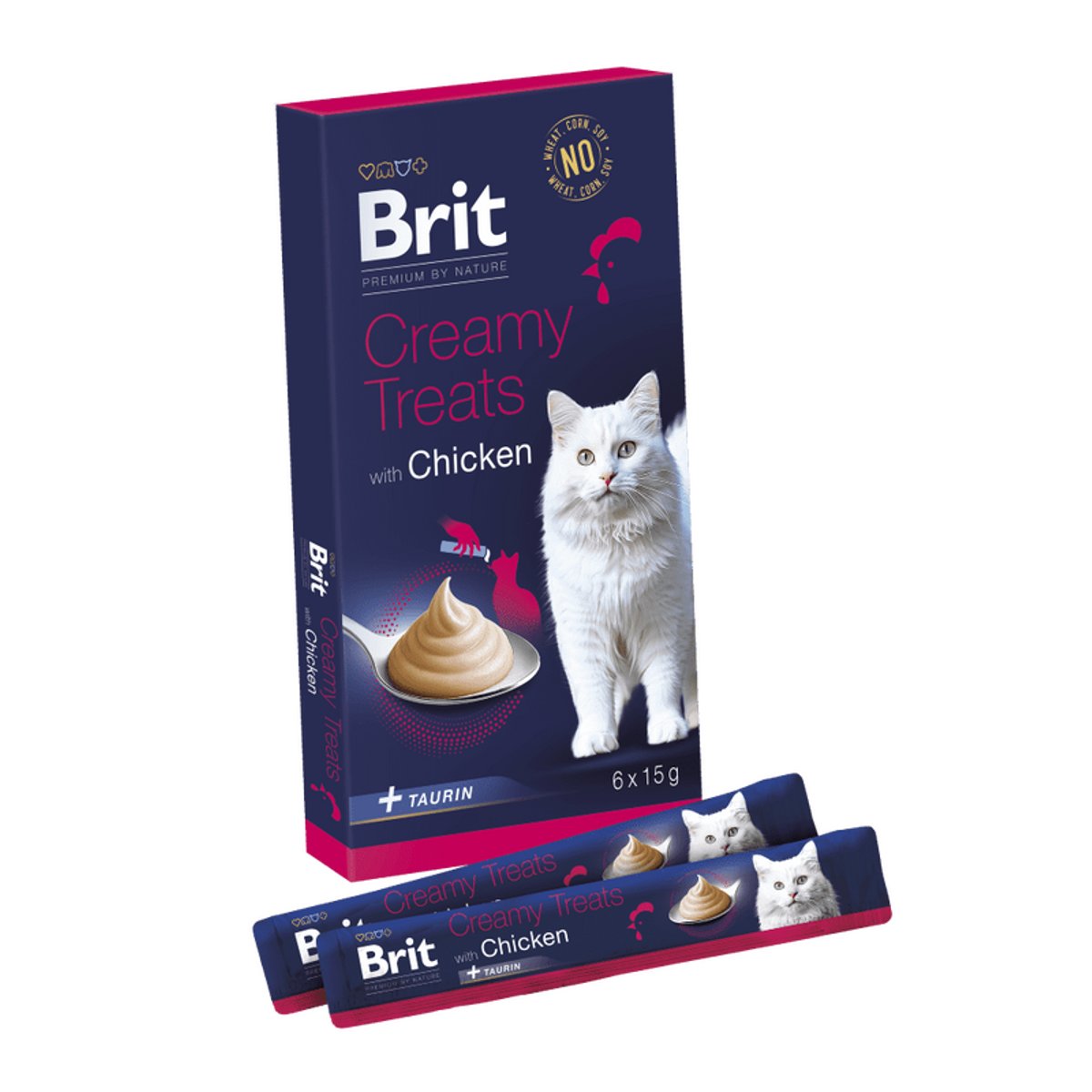 Brit Premium by Nature krémové odměny pro kočky s kuřecím 6×15 g