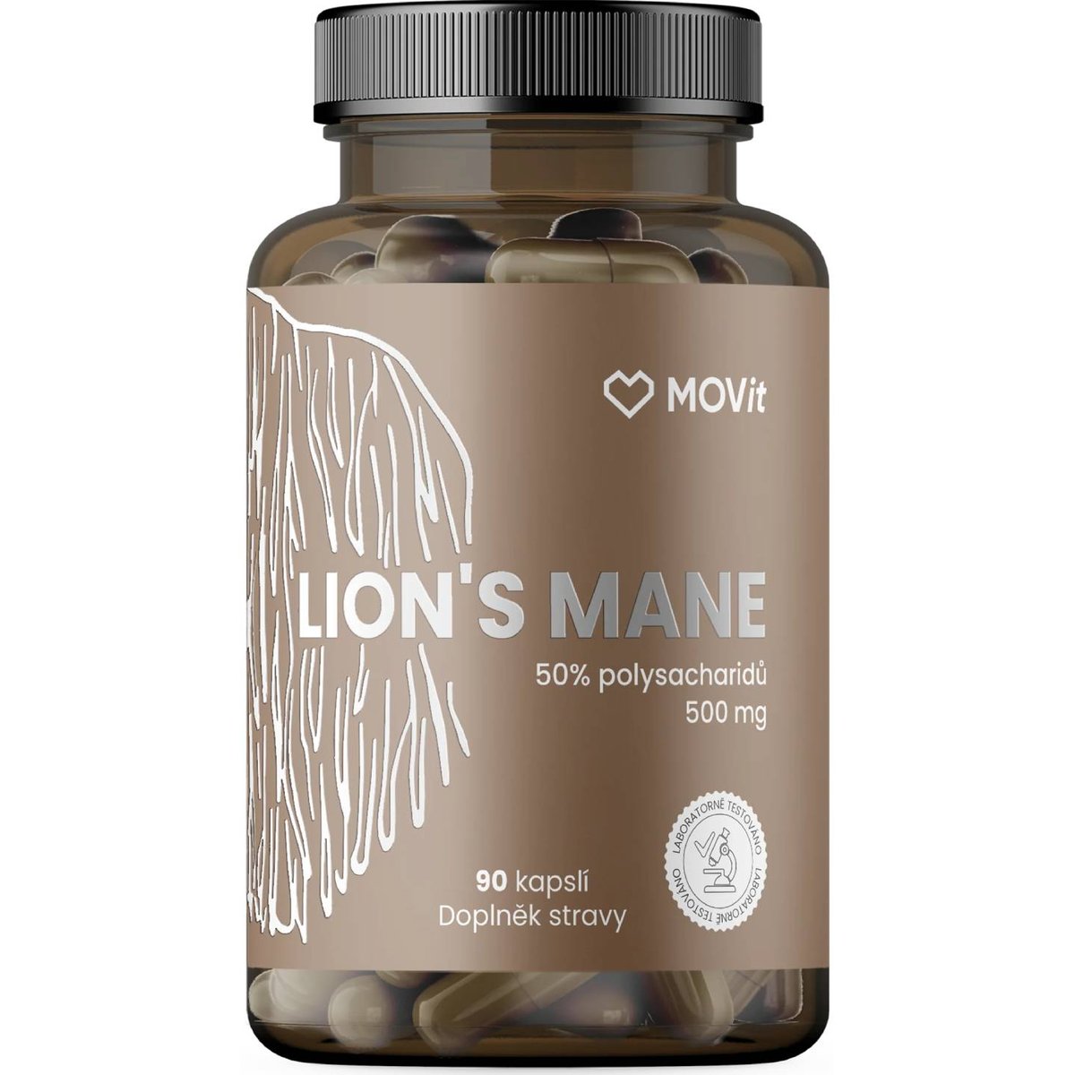 MOVit Lions mane 50% polysacharidů 500mg cps.90