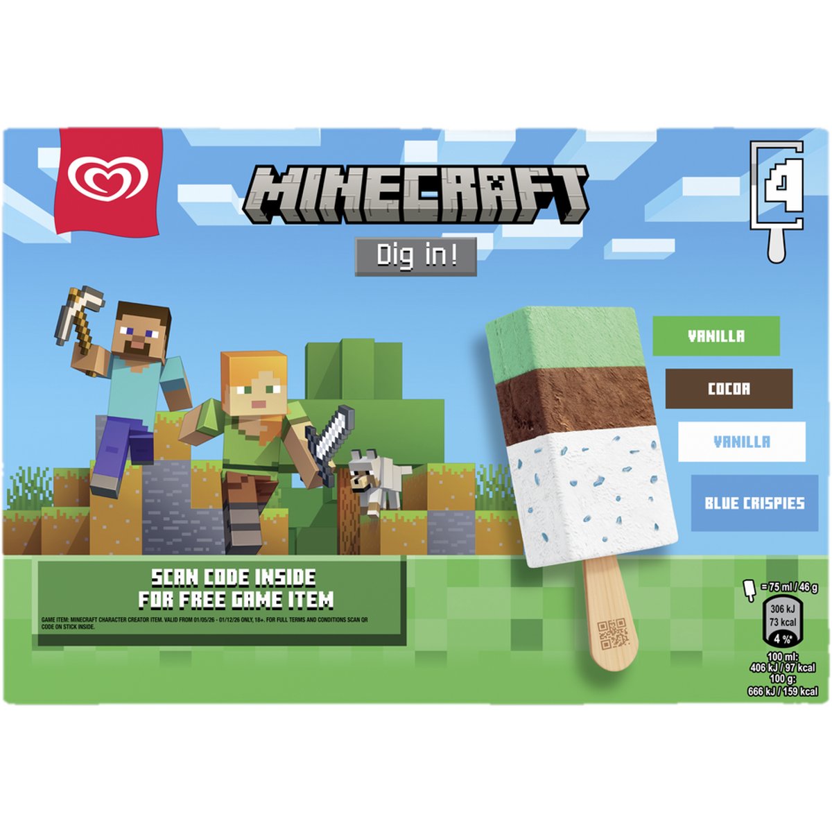Algida Minecraft 4×75 ml