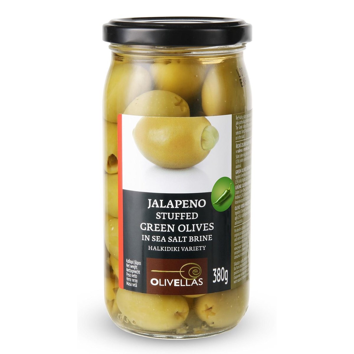 Olivellas Řecké olivy zelené s jalapeño