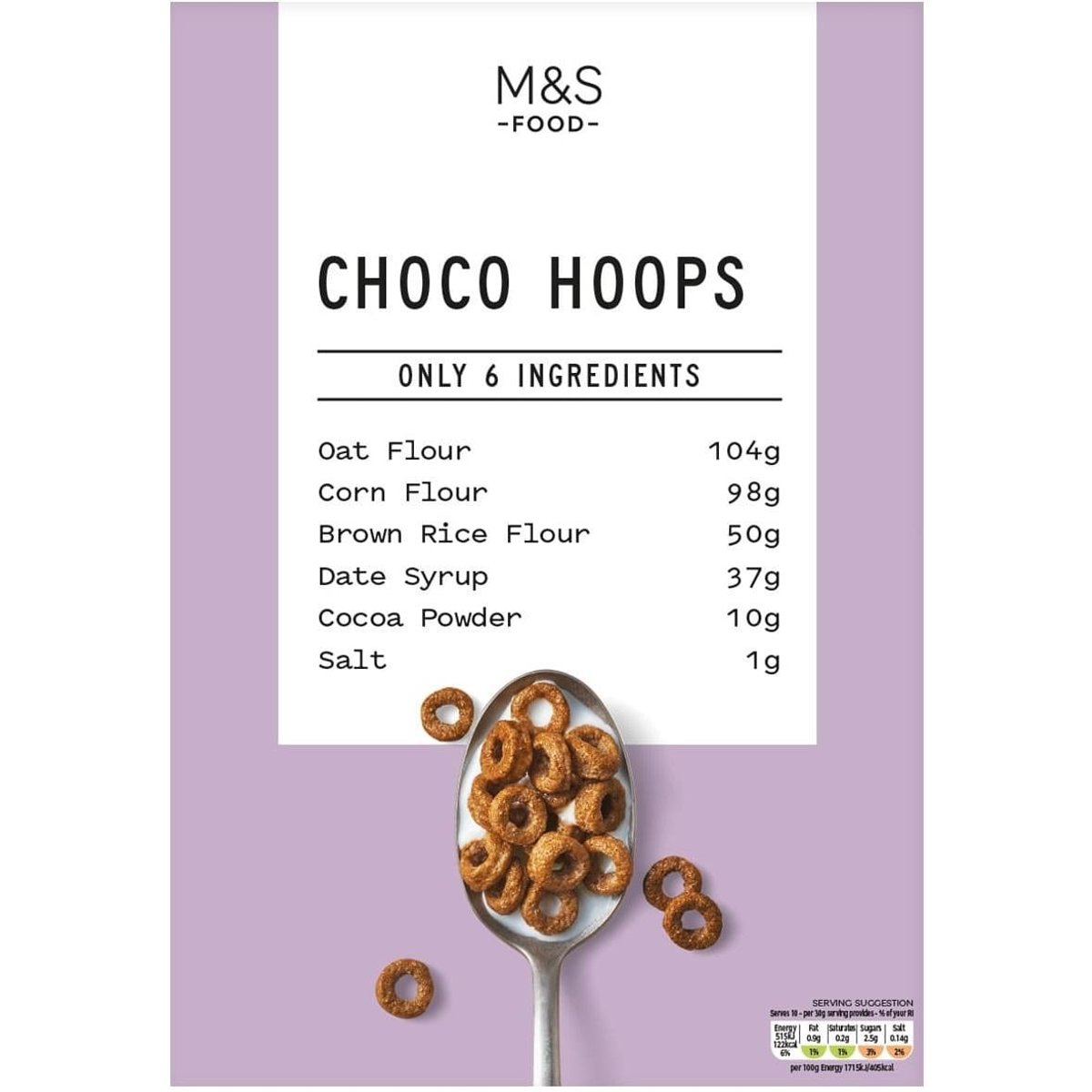 Marks & Spencer Cereální kroužky z ovesné, kukuřičné a rýžové mouky s příchutí čokolády