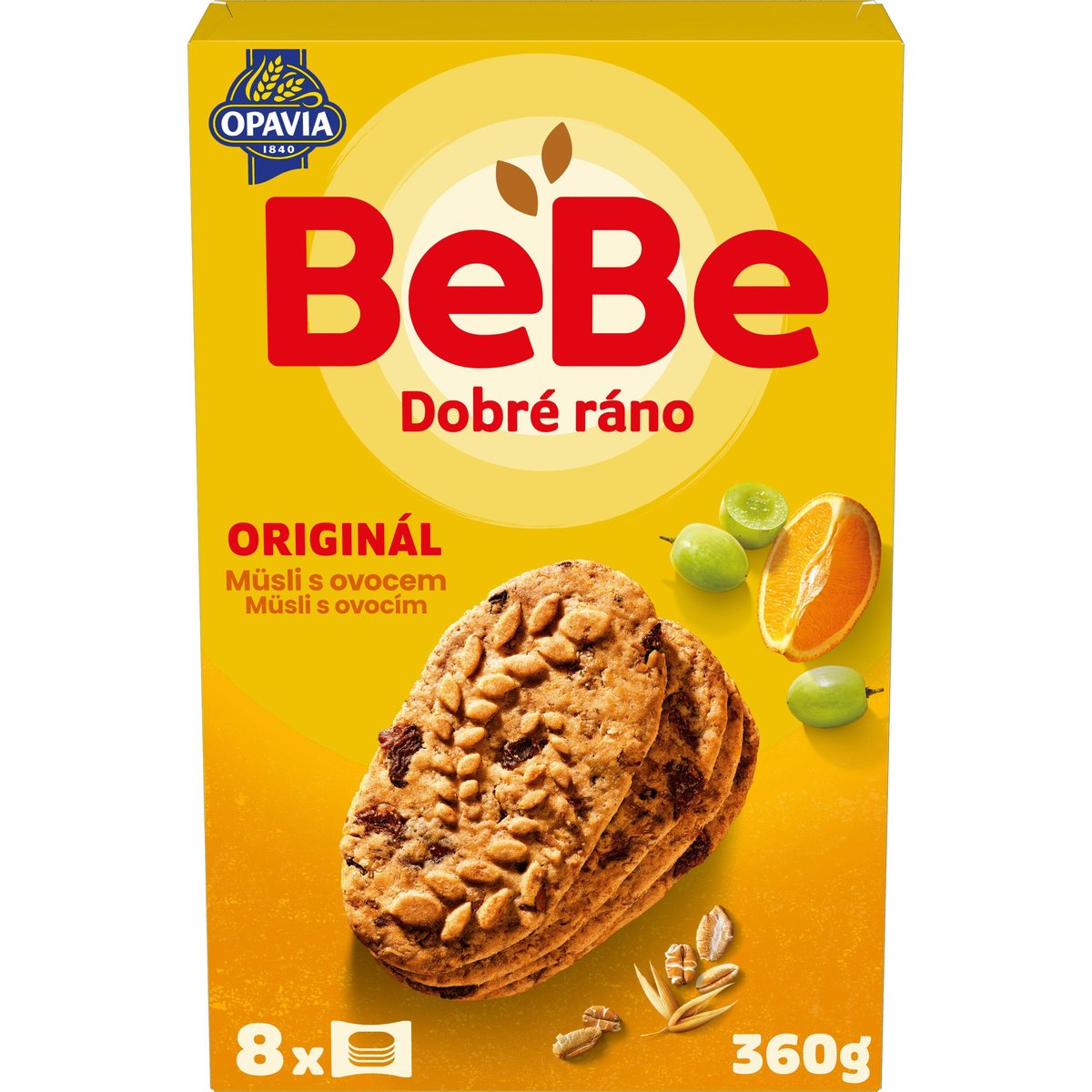 Levně Opavia sušenky BeBe Dobré Ráno müsli s ovocem (8 × 45 g)