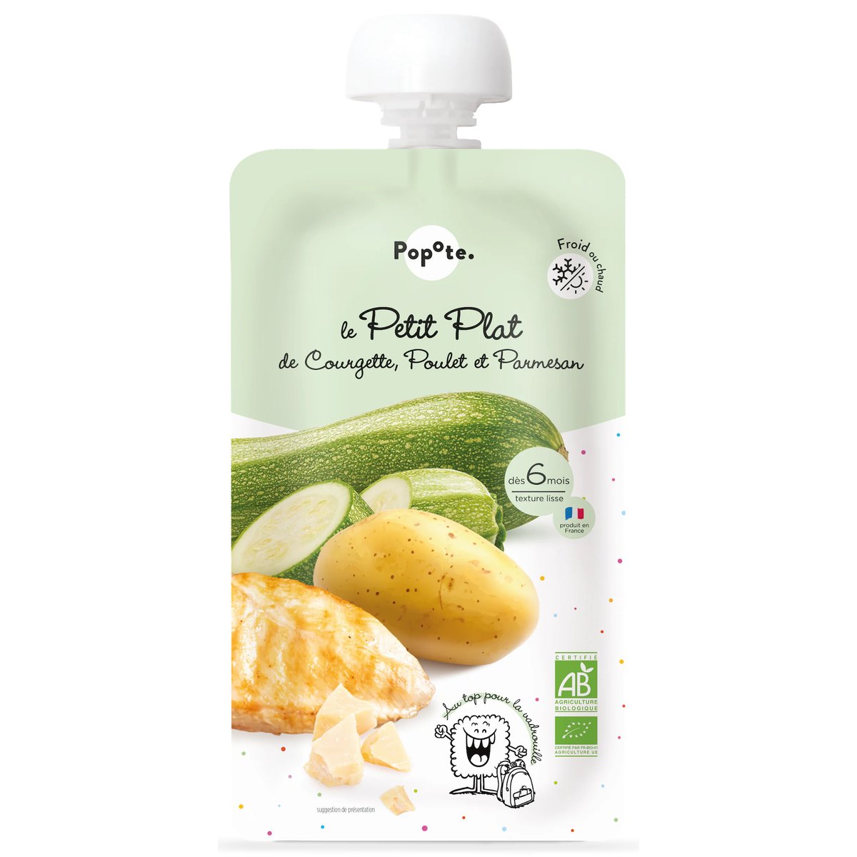 Levně Popote BIO Dětské menu s cuketou, kuřetem a parmezánem