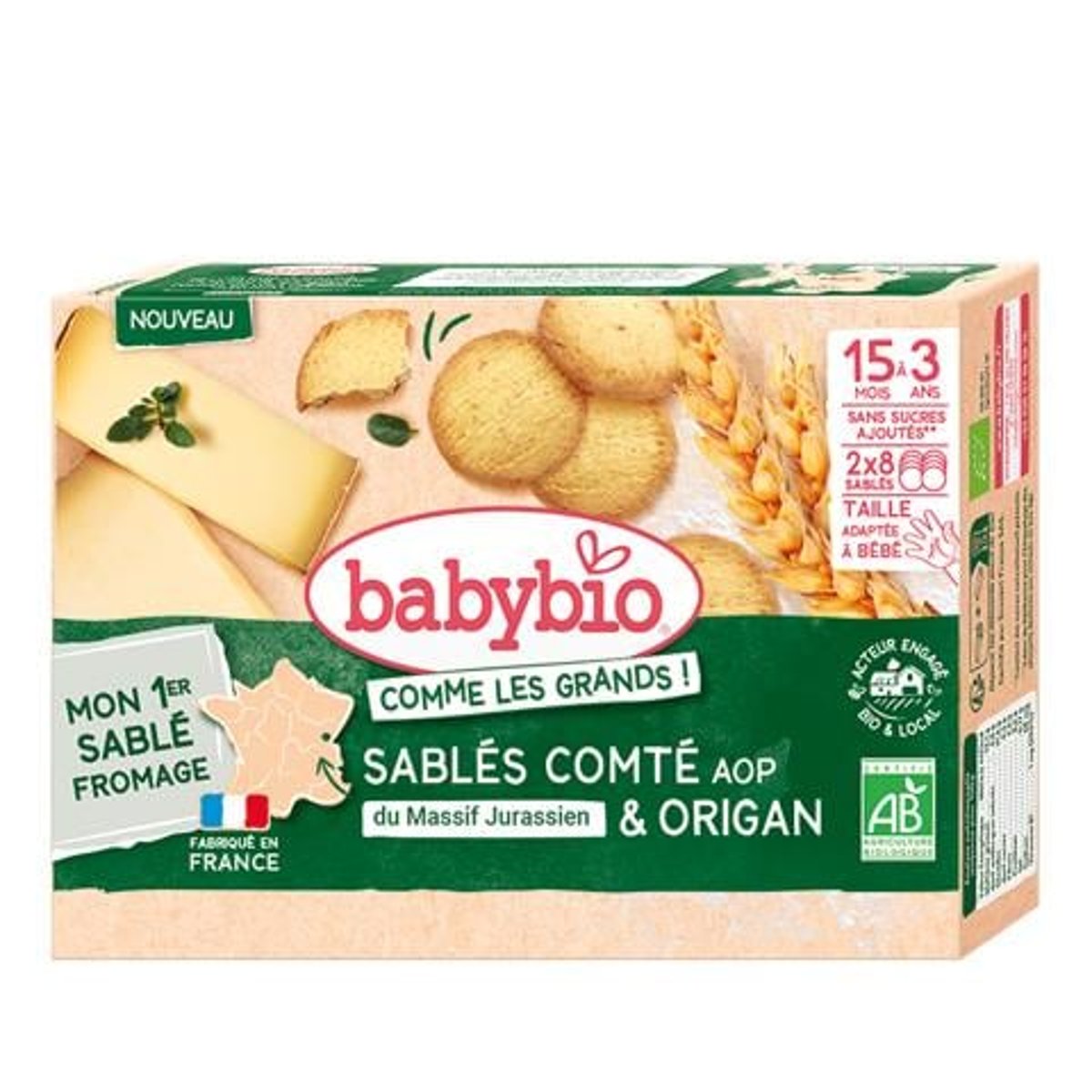 Levně Babybio BIO Křehké sušenky se sýrem Sablé Comté a oregánem