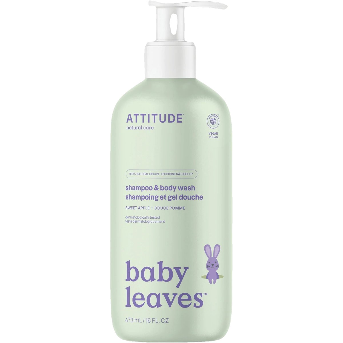 Levně Attitude Baby leaves dětské tělové mýdlo a šampon (2 v 1) sladké jablko