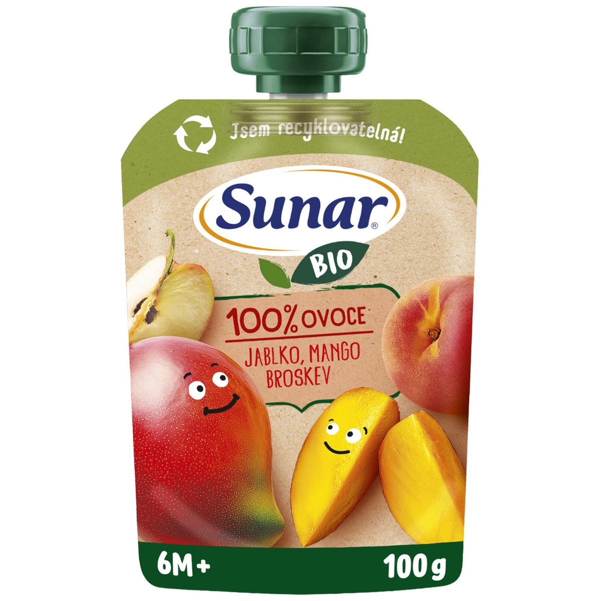 Sunar BIO Ovocná kapsička jablko, mango, broskev