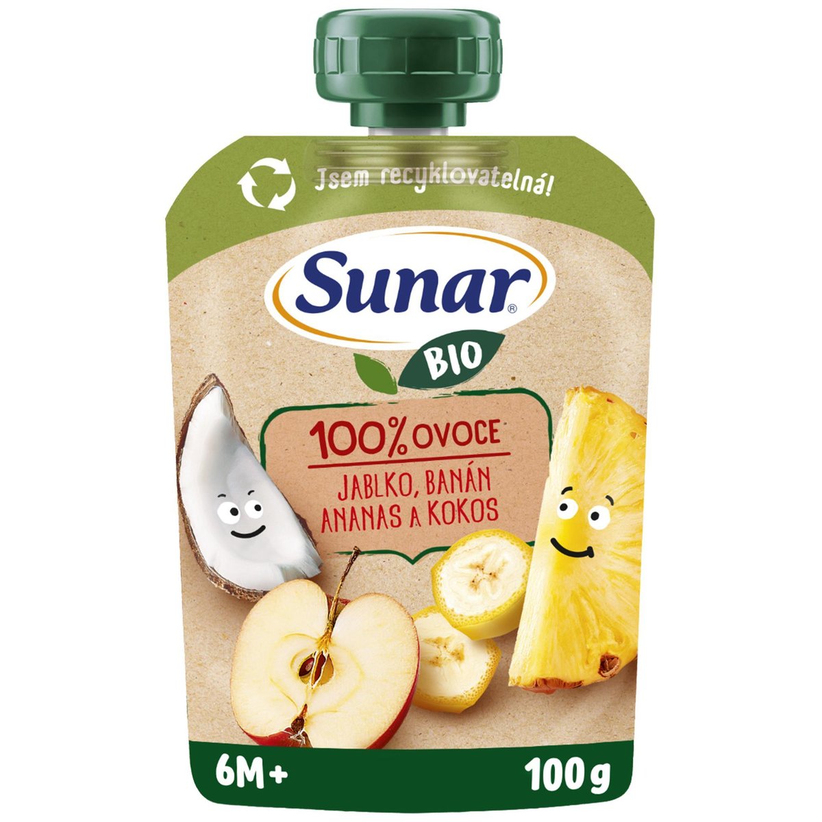 Sunar BIO Ovocná kapsička jablko, banán, ananas, kokos