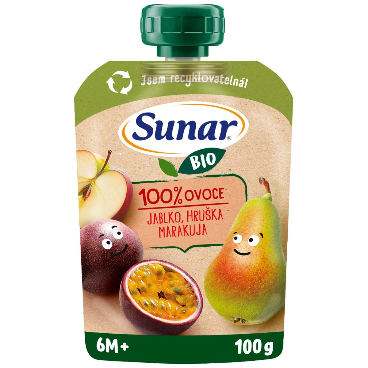 Sunar BIO Ovocná kapsička jablko, hruška, marakuja
