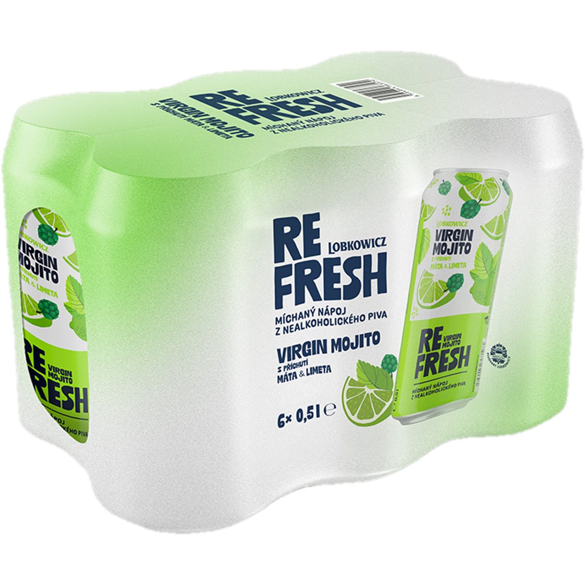 Levně Lobkowicz Refresh Virgin Mohito míchaný nápoj z nealkoholického piva 6×0,5 l plech
