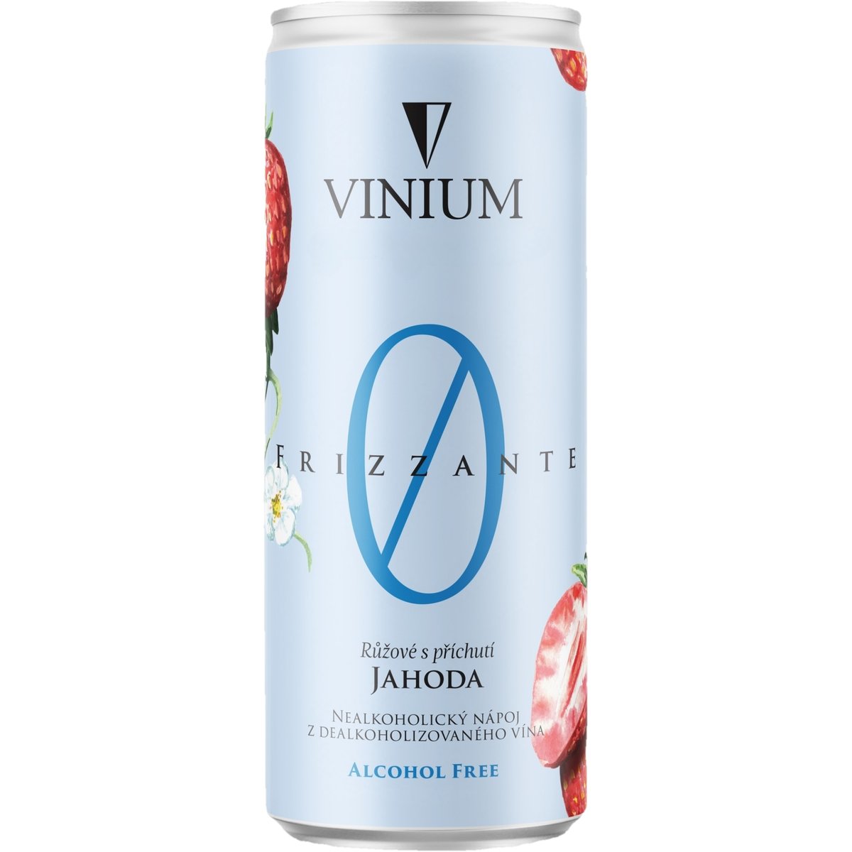 Levně Vinium Nealko Frizzante růžové s příchutí jahoda plech